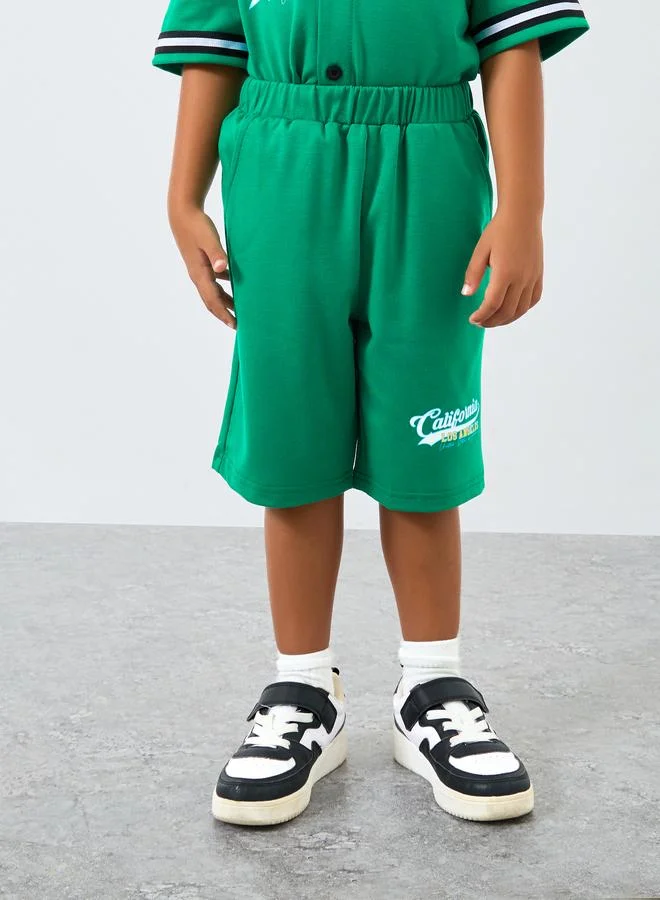 Styli Styli Boys Green Graphic Print T-Shirt and Shorts Set