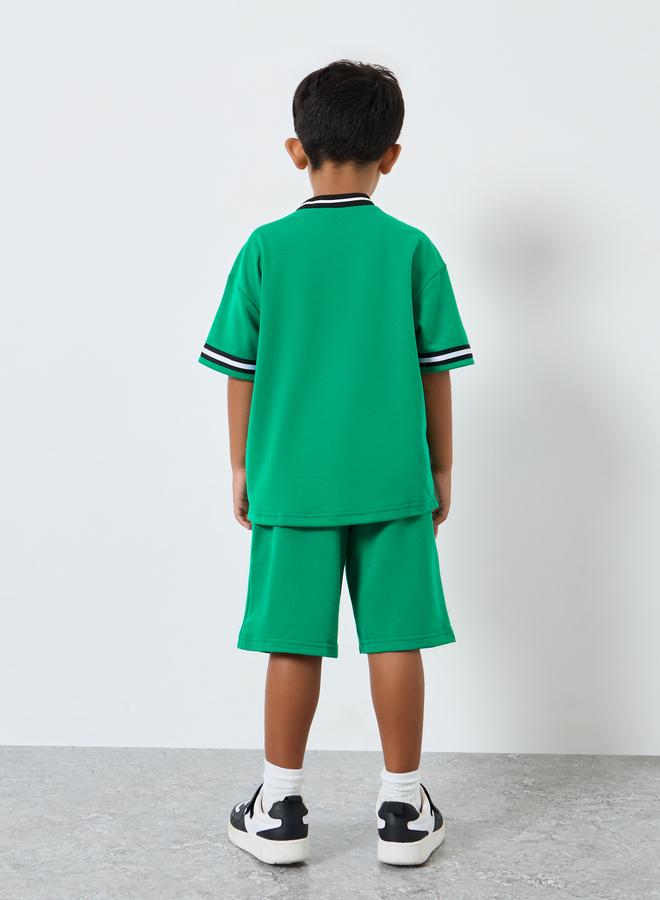 Styli Boys Green Graphic Print T-Shirt and Shorts Set - Image 4
