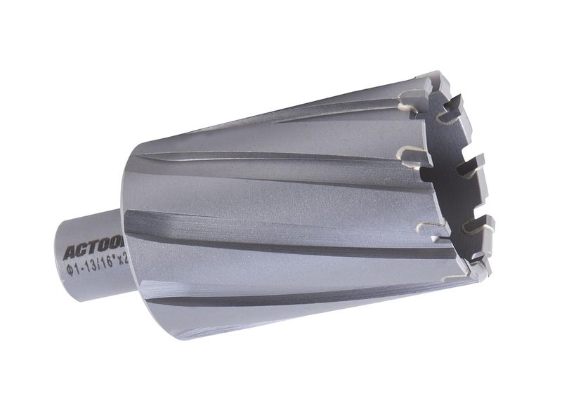 ACTOOL 1-13/16'' Diameter x 2'' Depth of Cut Carbide Tipped TCT ANNULAR Cutter with 3/4'' Weldon Shank - Image 1