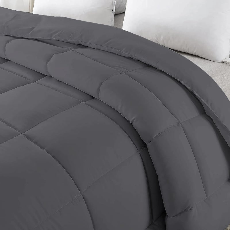YRM Bedding's YRM Beddings 180 GSM Microfiber Lightweight Soft Fluffy Comforter Double Bed 90 x 100 All Weather Comforter AC ComforterBlanketQuiltRajai Dark Grey - Image 2