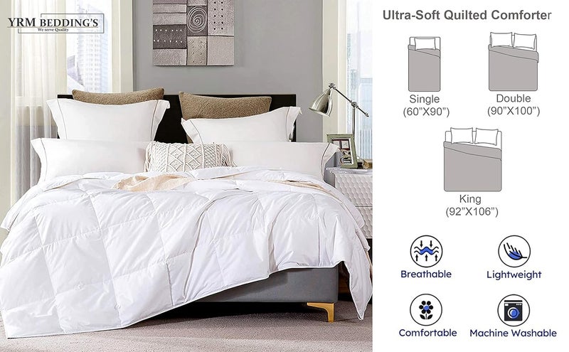 YRM Bedding's YRM Beddings 180 GSM Microfiber Lightweight Soft Fluffy Comforter Double Bed 90 x 100 All Weather Comforter AC ComforterBlanketQuiltRajai Dark Grey - Image 3