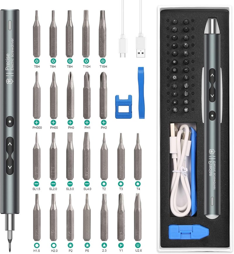 ORIA Electric Screwdriver, 28 in 1 Mini Precision Screwdriver Set, Rechargeable Repair Tools Kit, with Type-C Charging for Smartphones,Toys, PC - Image 1