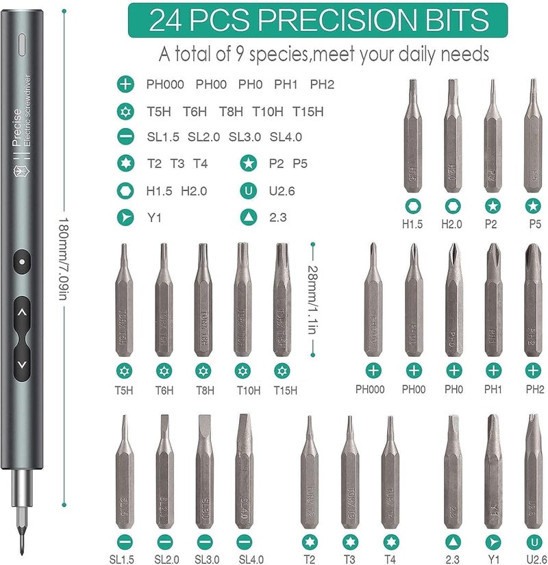 ORIA Electric Screwdriver, 28 in 1 Mini Precision Screwdriver Set, Rechargeable Repair Tools Kit, with Type-C Charging for Smartphones,Toys, PC - Image 2