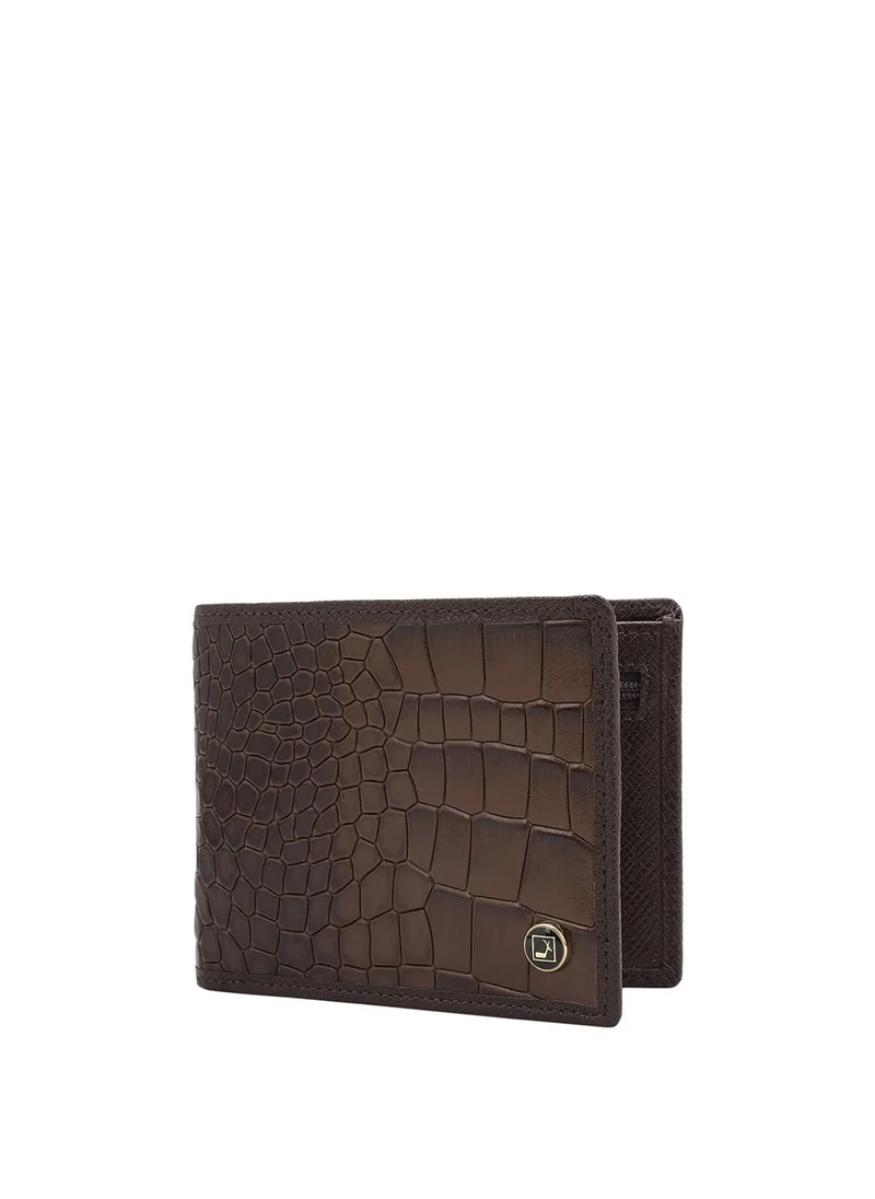 دا ميلانو محفظة جلد طبيعي بنية للرجال