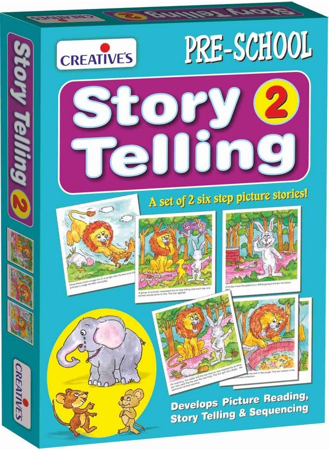 Creative's Story Telling - 2 | Story Cards | Learning & Educational | Story Telling Series | Pre-School Story Telling Cards | The Lion And The Rabbit’ & The Elephant And The Mice| Ages 3 & Up  - Image 1