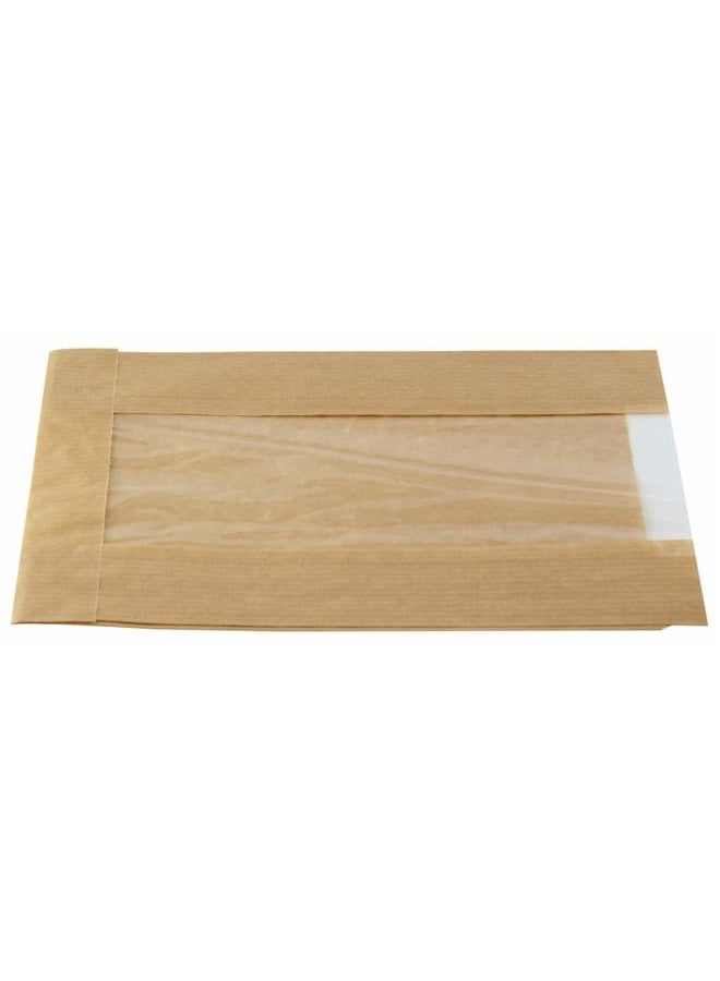 PackNWood 210SVIS2214 Brown Kraft Bag with Window for Food Storage - 8.7 x 5.5 x 2.4 - 1000 per case - Image 1
