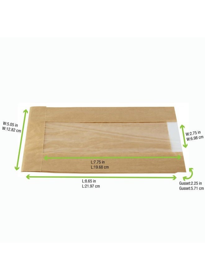 PackNWood 210SVIS2214 Brown Kraft Bag with Window for Food Storage - 8.7 x 5.5 x 2.4 - 1000 per case - Image 3
