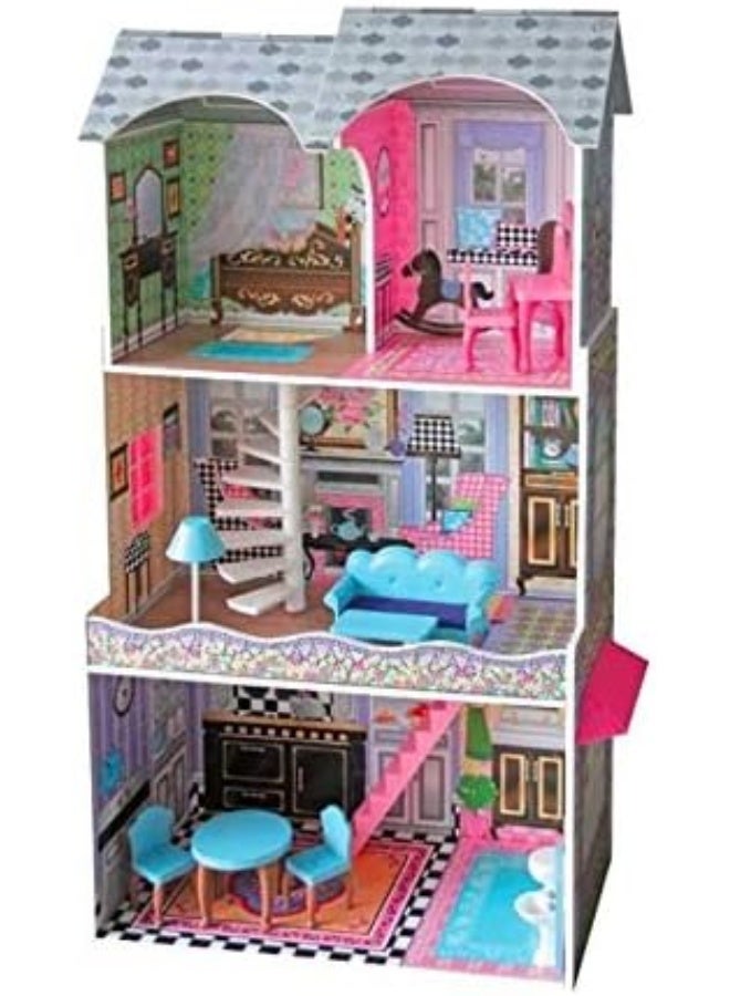 Rainbow Toys RBW TOYS DollHouse Kit DIY Toy Realistic 3D with Furnitures Birthday Gift For Girl 74*30*110 CM - Image 2