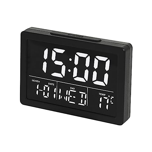 Lancoon Digital Alarm Clock 53 LCD Screen Time Date Week Temperature Display 1224H Snooze Function 6 Adjustable Brightness 8 Ringtones for Home Office Bedroom Living Room White - Image 1
