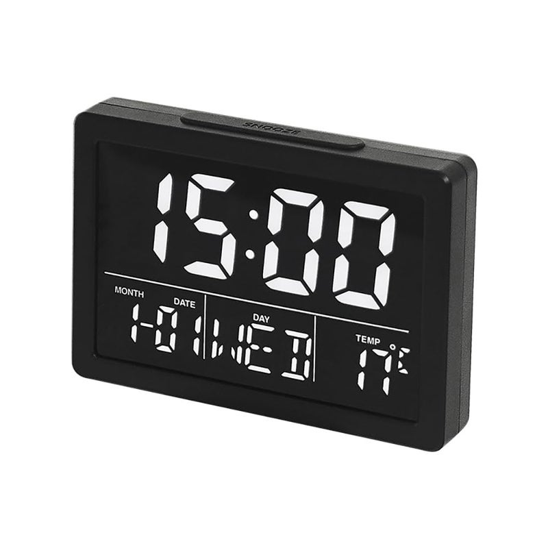 Lancoon Digital Alarm Clock 53 LCD Screen Time Date Week Temperature Display 1224H Snooze Function 6 Adjustable Brightness 8 Ringtones for Home Office Bedroom Living Room White - Image 2