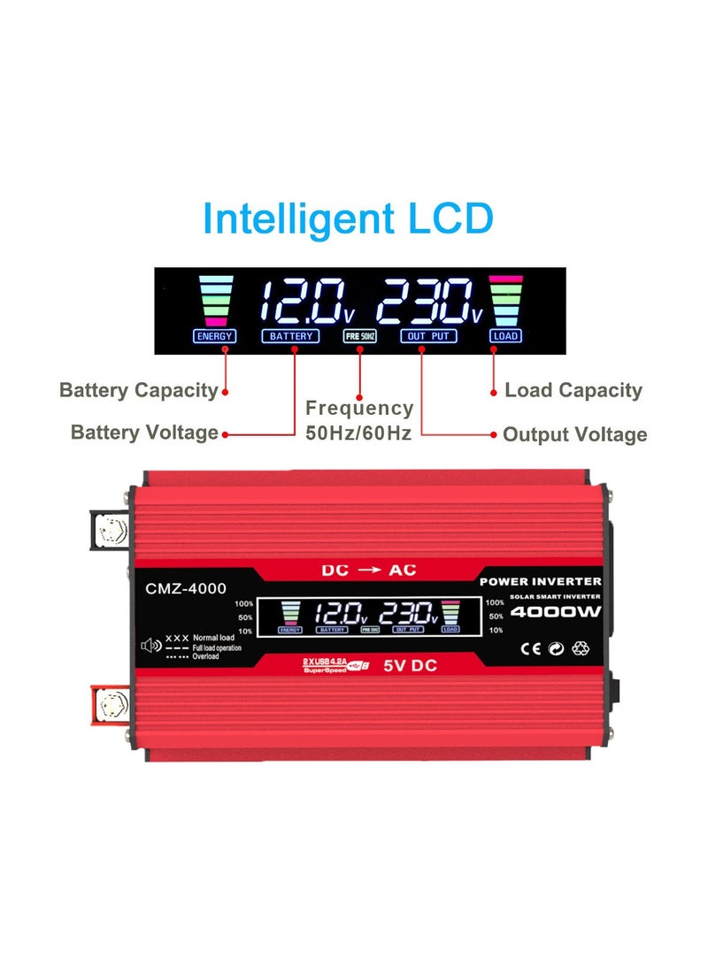 Loquat Car inverter 12V to 220V intelligent LCD display dual USB - Image 2