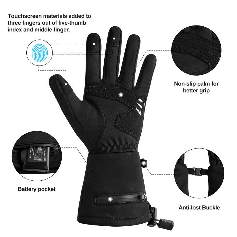 DINSVTA Heated Gloves for Women Rechargeable Waterproof,Machine Washable Winter Electric Heating Thin Men Glove Liners for Cold Weather Outdoor Snow Driving Running Cycling - Image 4