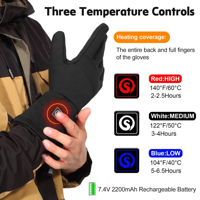 DINSVTA Heated Gloves for Women Rechargeable Waterproof,Machine Washable Winter Electric Heating Thin Men Glove Liners for Cold Weather Outdoor Snow Driving Running Cycling - Image 3