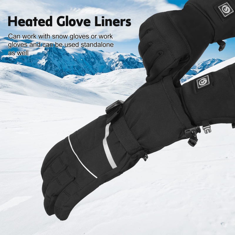 DINSVTA Heated Gloves for Women Rechargeable Waterproof,Machine Washable Winter Electric Heating Thin Men Glove Liners for Cold Weather Outdoor Snow Driving Running Cycling - Image 2