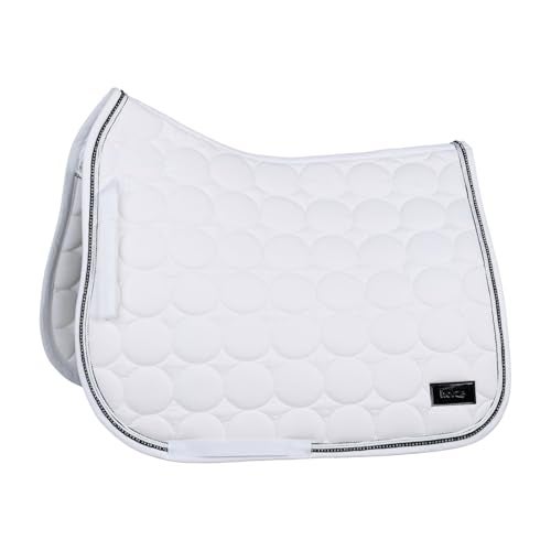 HORZE Marquess Quilted Quick-Dry Dressage Saddle Pad with Crystal Trim - White - Horse - Image 1