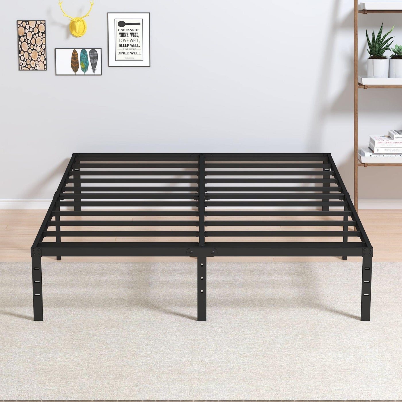 Maenizi King Size Bed Frame No Box Spring Needed 14 Inch Heavy Duty King Platform Bed Frame Support Up to 3000 lbs Easy Assembly Noise Free Black