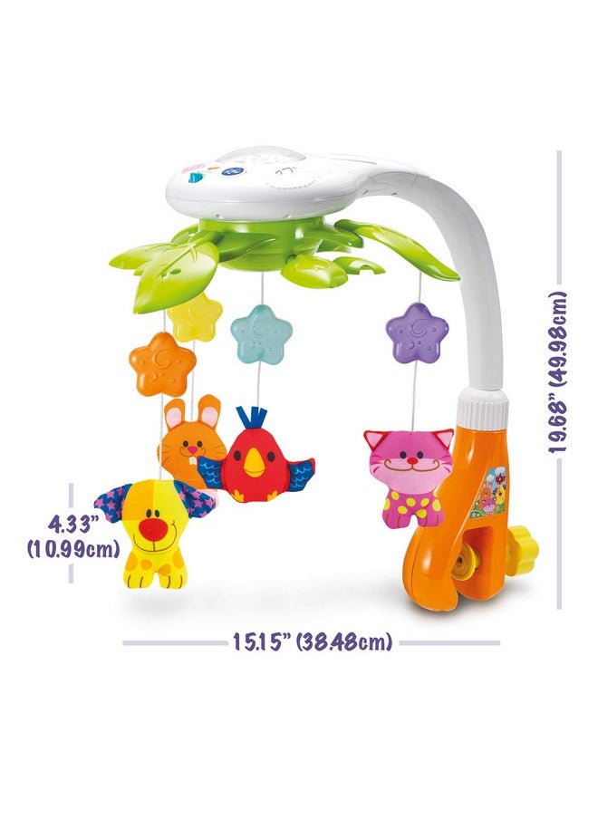 Baby Crib Mobile With Relaxing Music. Includes Ceiling Light Projector With Stars, Animals. Musical Crib Mobile With Timer. Nursery Toys For Babies Ages 0 & Older