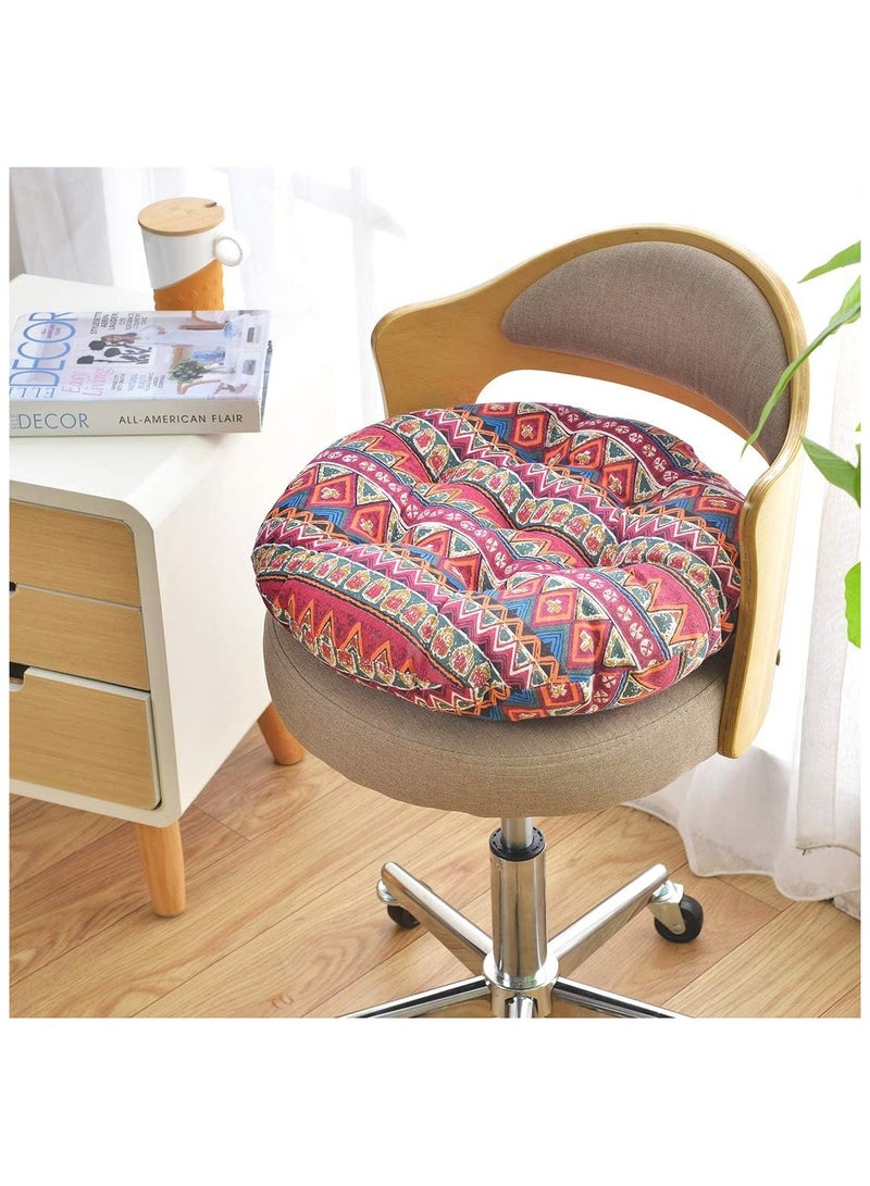 Anna Comfortable Home Office Cotton Linen Breathable Round Chair Cushion - Image 3