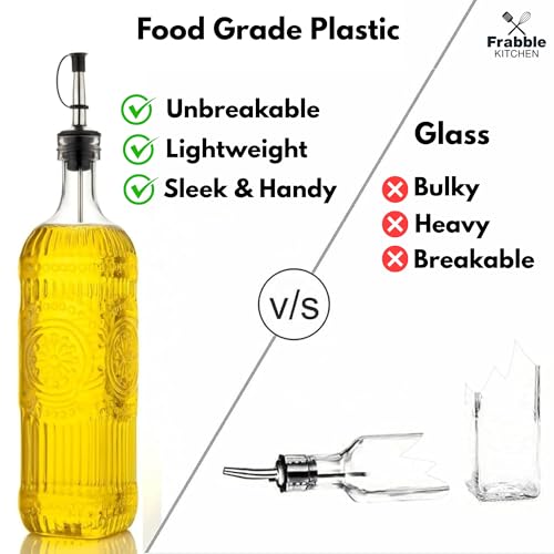 Frabble Kitchen Food Grade Plastic Oil Dispenser 900ml with Steel Pourer & Lid (1 Pack) - Cooking Oil Dispenser for Kitchen - Oil Bottle for Kitchen Storage for Refined Oil,Vinegar,Sauce,Honey - Image 3