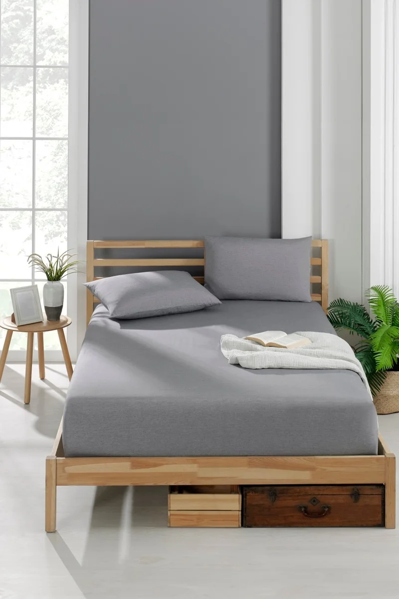فاليزيوم Anthracite Single Duvet Cover Set, Fitted Sheet and 1 Pillowcase