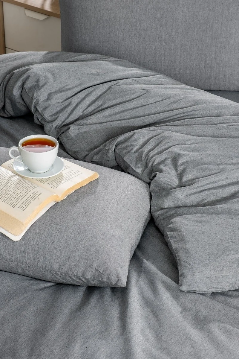 فاليزيوم Anthracite Single Duvet Cover Set, Fitted Sheet and 1 Pillowcase