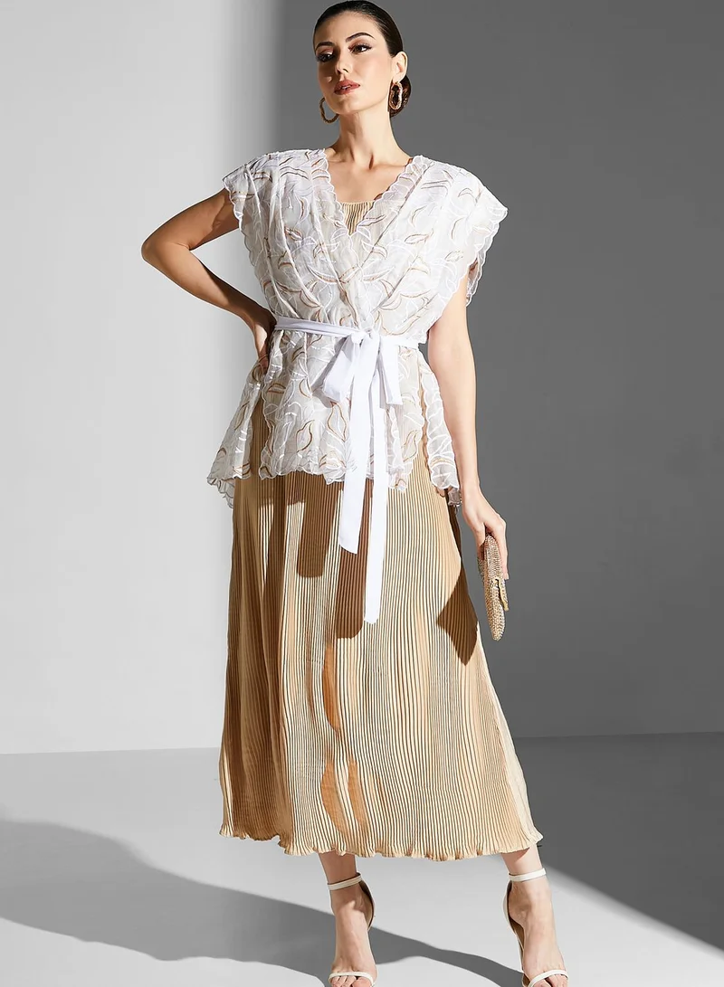 Threadz by Ajooni Bardot Embroidered Dress