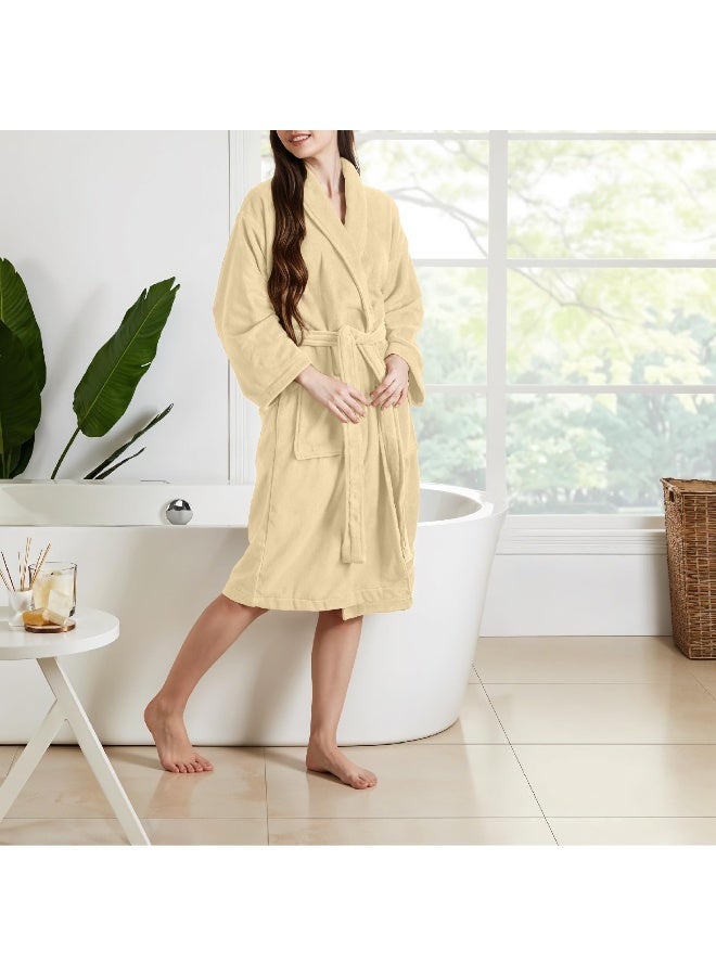 Cotton home Cotton Home Unisex Bathrobe - 100% Cotton Super Soft Highly Absorbent Lightweight Bathrobes for Women & Men - Ideal for Everyday Comfort & Relaxation Linen  - Image 2