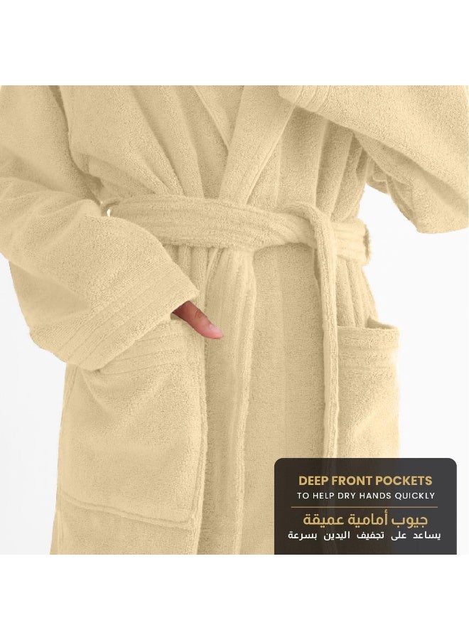 Cotton home Cotton Home Unisex Bathrobe - 100% Cotton Super Soft Highly Absorbent Lightweight Bathrobes for Women & Men - Ideal for Everyday Comfort & Relaxation Linen  - Image 5