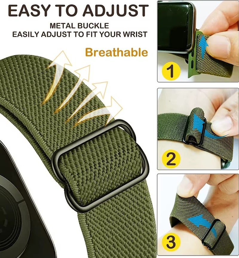 Apple Watch Series 10 9 8 7 6 Se 5 4 3 2 1 Compatible 42-44-45-46-49 mm Flexible Buckle Cloth Strap