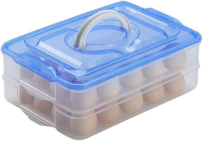 Anshri 24 Grid Square Egg Storage Box Egg Refrigerator Storage Tray Abs Plastic Egg Storage Containers For Fridge And Kitchen Egg Storage Bins Basket With Carry Holder 2 LayerMulticolor24 Egg - Image 2