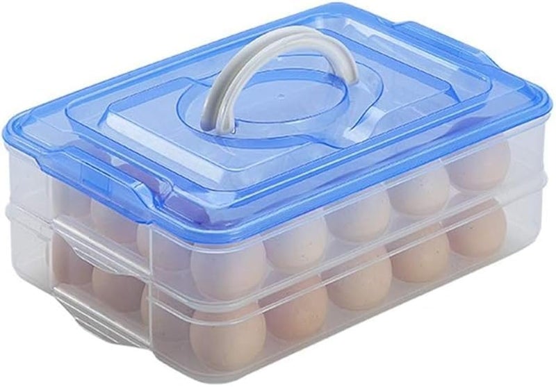 Anshri 24 Grid Square Egg Storage Box Egg Refrigerator Storage Tray Abs Plastic Egg Storage Containers For Fridge And Kitchen Egg Storage Bins Basket With Carry Holder 2 LayerMulticolor24 Egg - Image 1