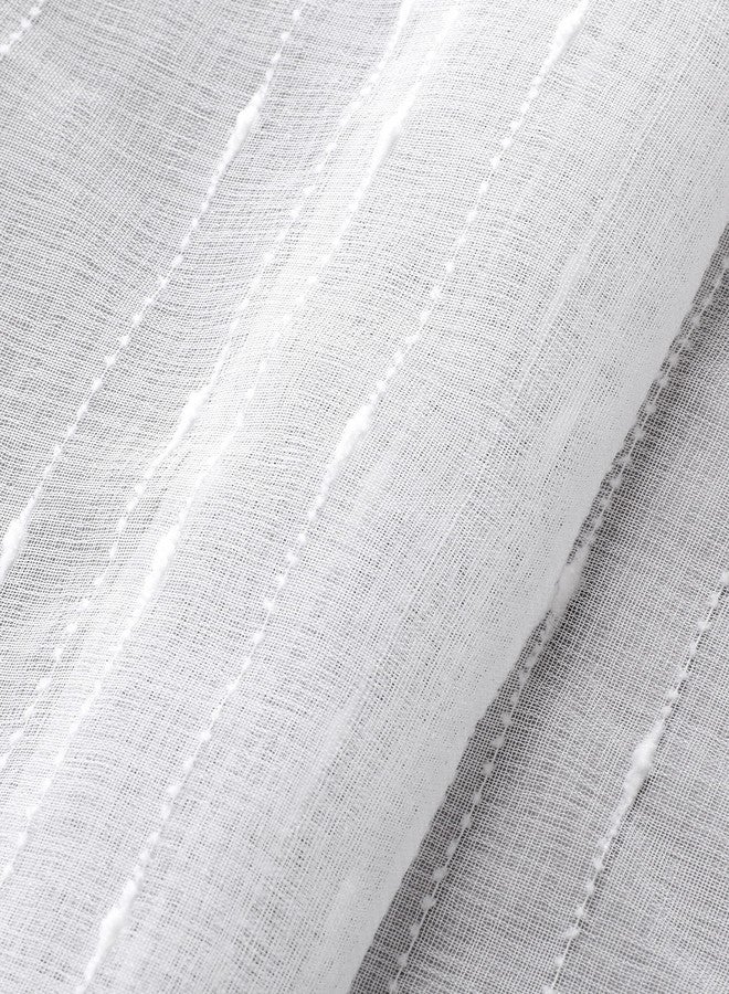 Laura Ashley White Sheer Curtains with Rod Pocket, Each Panel Measures 38" W x 108" L, Lehman, 4 Panels - Image 5