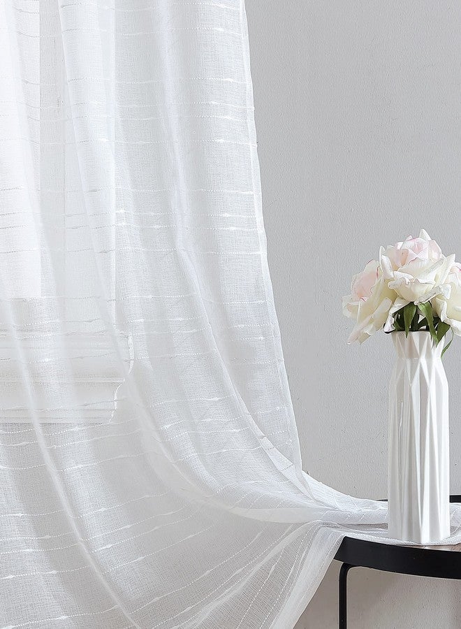 Laura Ashley White Sheer Curtains with Rod Pocket, Each Panel Measures 38" W x 108" L, Lehman, 4 Panels - Image 4