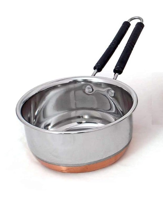 Ashu Khan Industries Sauce Pan Tea Maker Milk Coffee pan bhgoni Stainless Steel Copper Bottom Sauce Pan, Flat Base, Tea Pan, Milk Pan Tapeli Patila, Pot (2 Liter) - Image 2