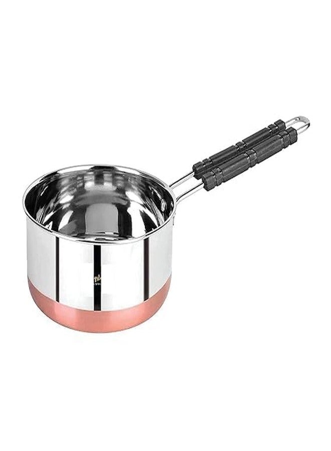 Ashu Khan Industries Sauce Pan Tea Maker Milk Coffee pan bhgoni Stainless Steel Copper Bottom Sauce Pan, Flat Base, Tea Pan, Milk Pan Tapeli Patila, Pot (2 Liter) - Image 1