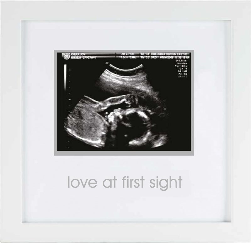 Pearhead Love at First Sight Sonogram Picture Frame, Pregnancy Ultrasound Keepsake Photo Frame, Gender-Neutral Baby Nursery Décor, 4x3 Photo,  White - Image 1