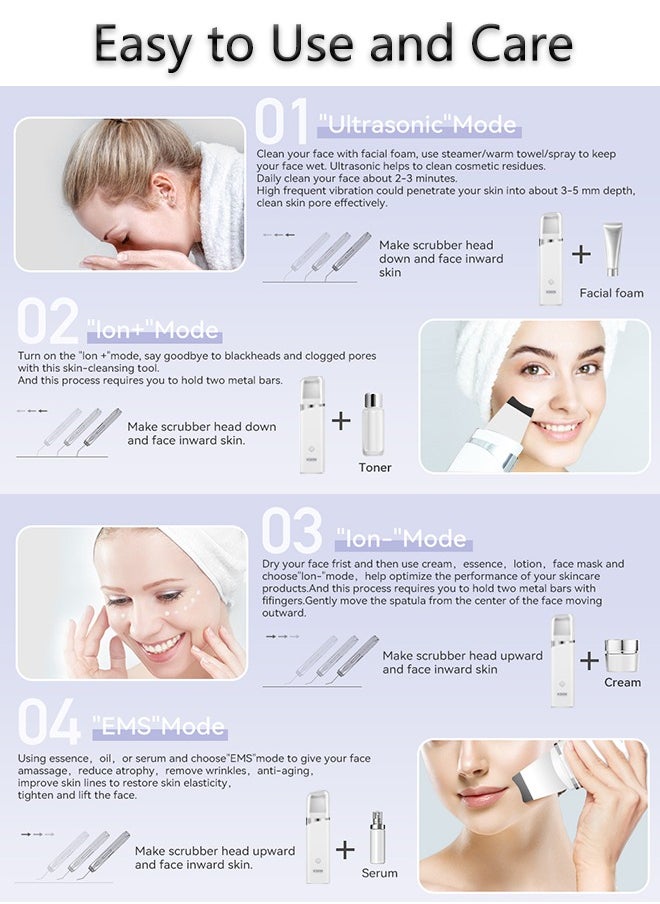 K.SKIN - Skin Scrubber,Ultrasonic EMS Ion Exfoliating Device Face Cleanser and Blackhead Remover Pores Cleaning Wrinkle Remover Comedone Extractor Skin Care - Image 1