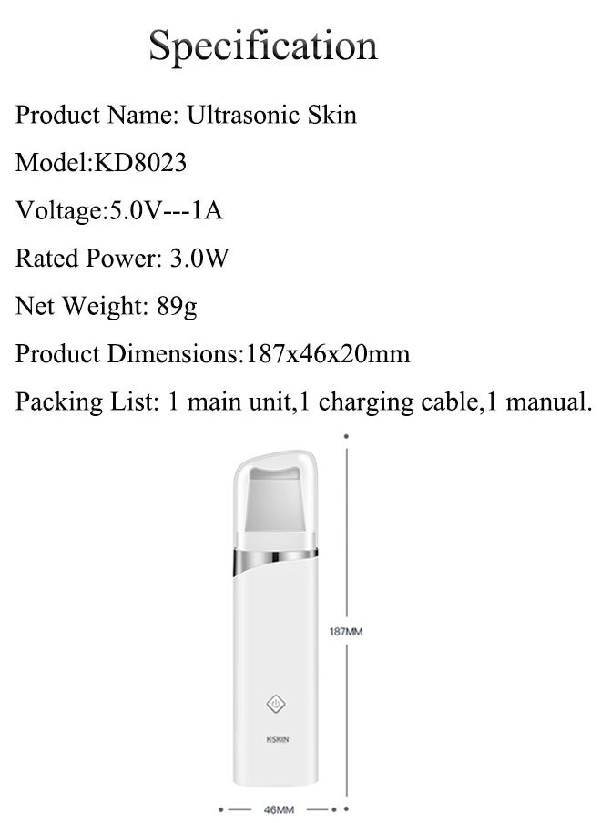 K.SKIN - Skin Scrubber,Ultrasonic EMS Ion Exfoliating Device Face Cleanser and Blackhead Remover Pores Cleaning Wrinkle Remover Comedone Extractor Skin Care - Image 1