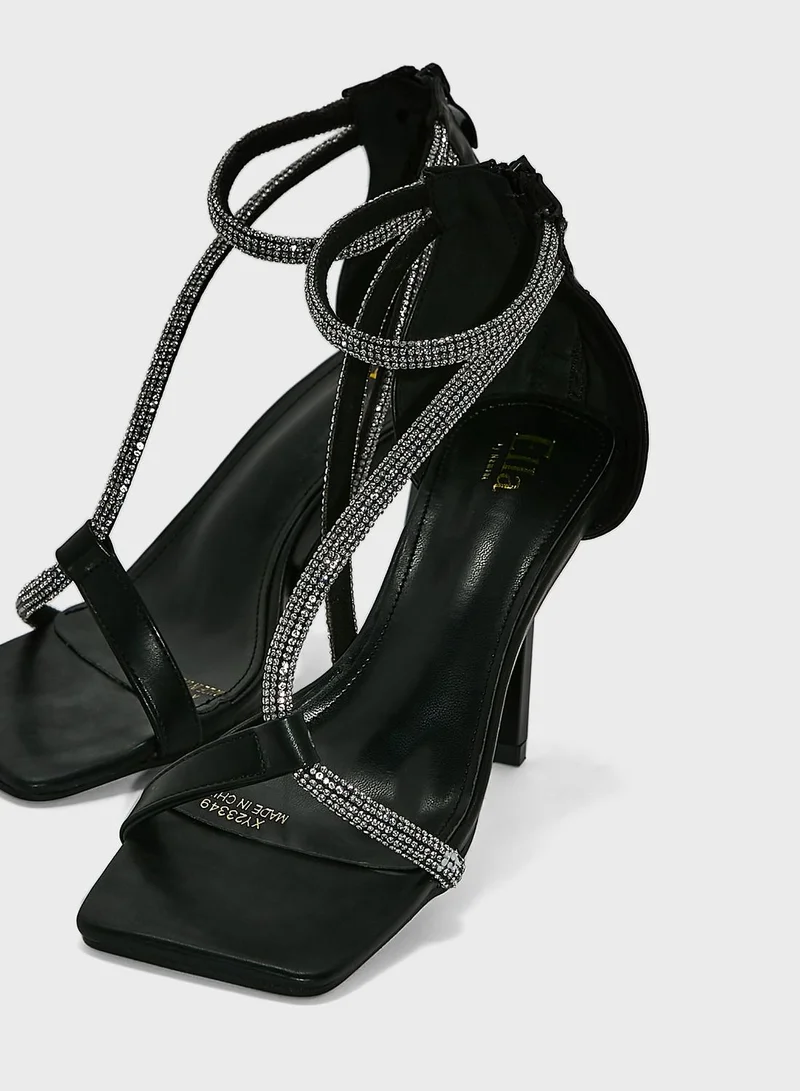 Ella Limited Edition Diamante Criss Cross Strap  Sandal