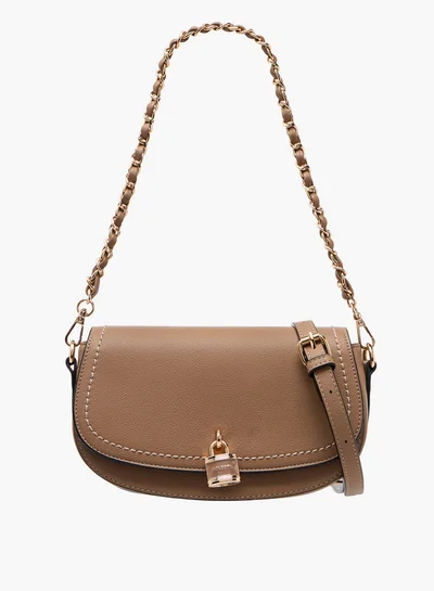 Celeste Lock Accent Crossbody Bag with Detachable Strap and Flap Closure