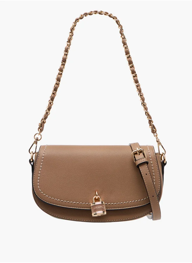 سيليست Lock Accent Crossbody Bag with Detachable Strap and Flap Closure
