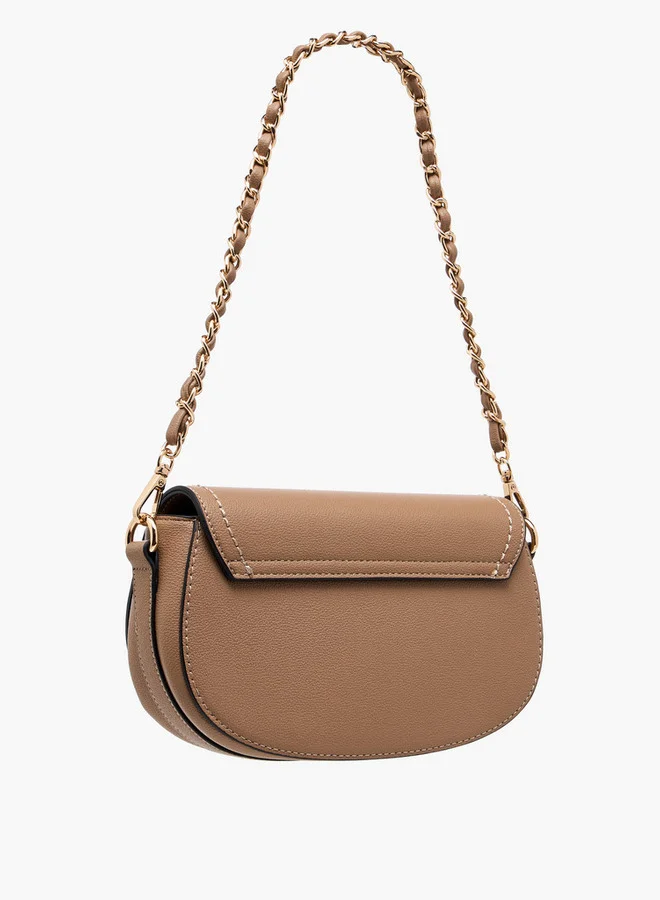 Celeste Lock Accent Crossbody Bag with Detachable Strap and Flap Closure
