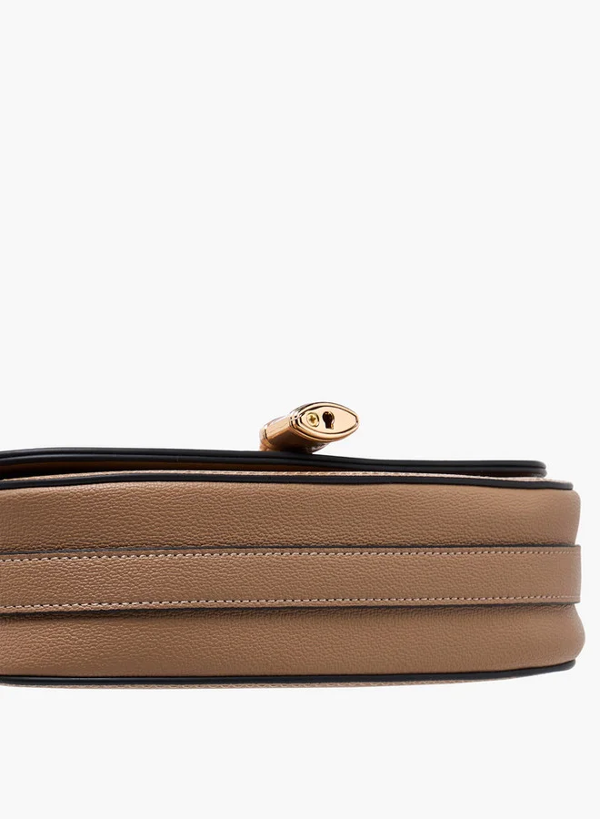 Celeste Lock Accent Crossbody Bag with Detachable Strap and Flap Closure