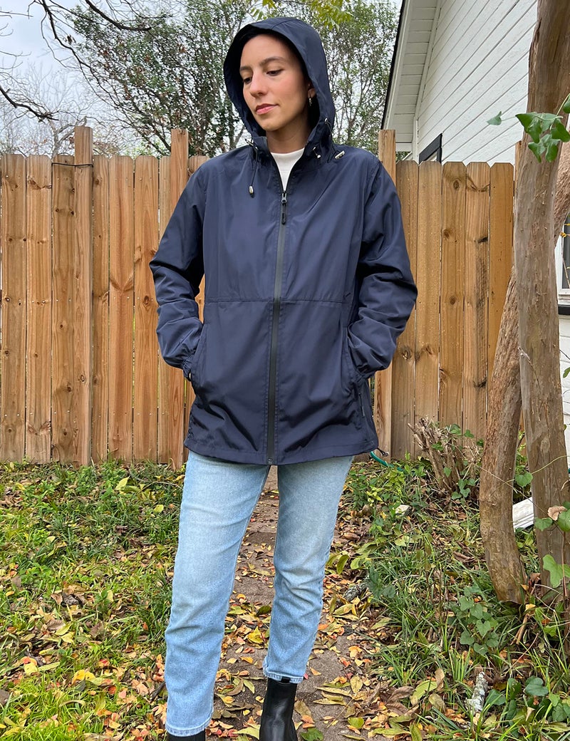 TCOT Wind Breakers Female Jackets Rain Jacket Womens Waterproof with Hood Foldable Lightweight Rain Coats Navy Blue S - Image 2