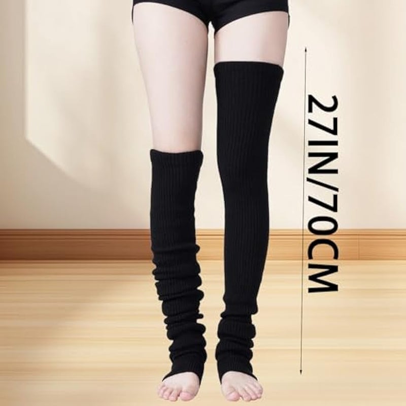 Leg Warmers Knee High Socks Footless Thick Winter Leg Warmer for Women 80s Party - Image 3