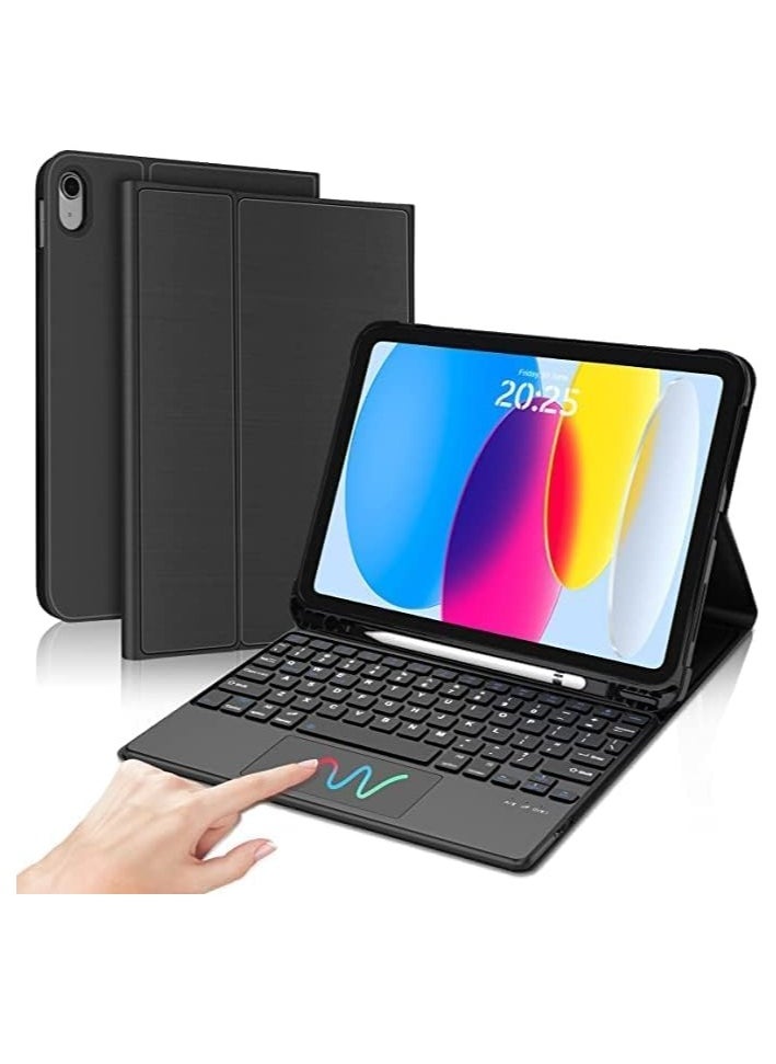 iPad 10th Generation Keyboard Case with Trackpad (10.9 inch 2022 Release), Wireless Detachable Rechargeable Multi-touch Keyboard, Smart Folio Protective Cover with Pencil Holder  - Image 1