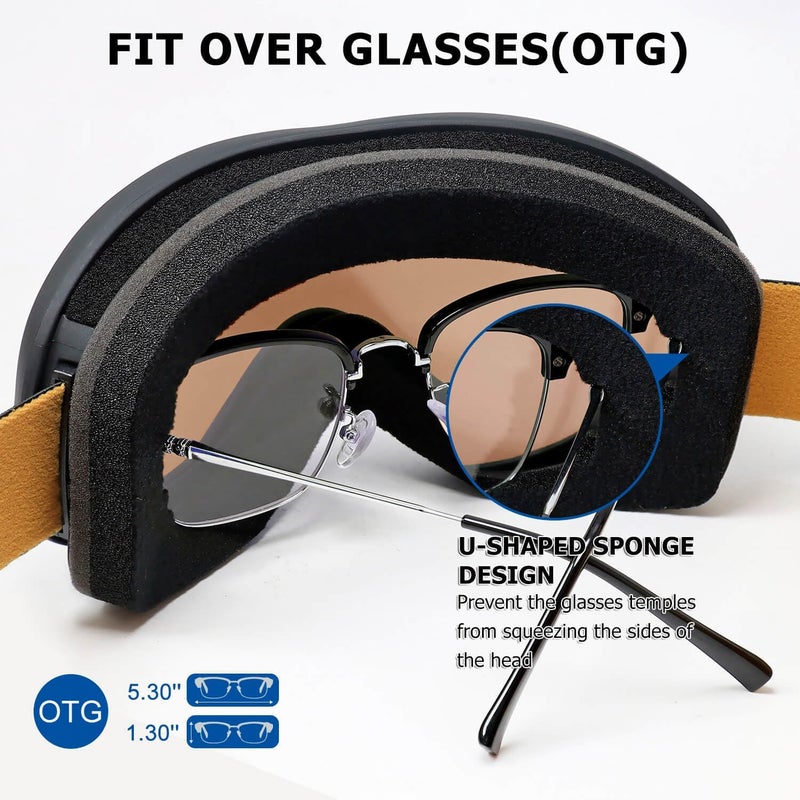 AVV Store OTG Ski Goggles for Men Women With Anti-Fog Dual Layer lens, UV400 Snow Goggle for Snowboarding Snowmobiling Skating - Image 3