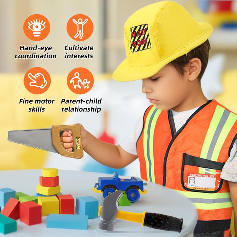 Mizzuco Construction Worker Costume Kids Dress Up Role Play Pretend Worker Costume Kits For Halloween - Image 5