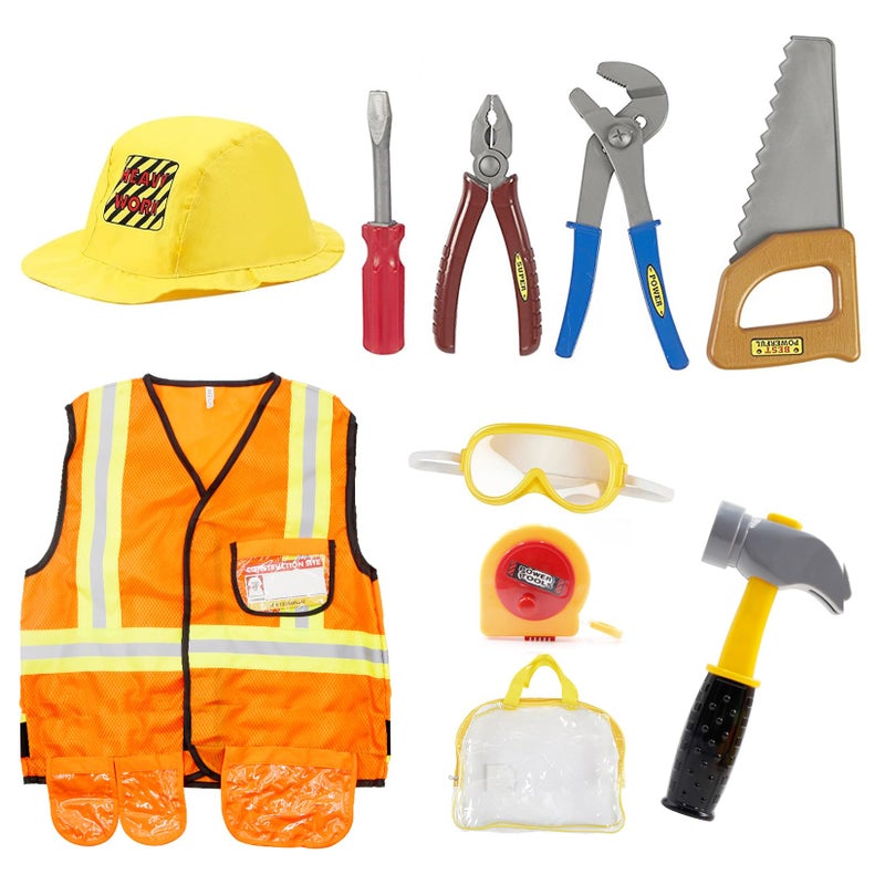 Mizzuco Construction Worker Costume Kids Dress Up Role Play Pretend Worker Costume Kits For Halloween - Image 1