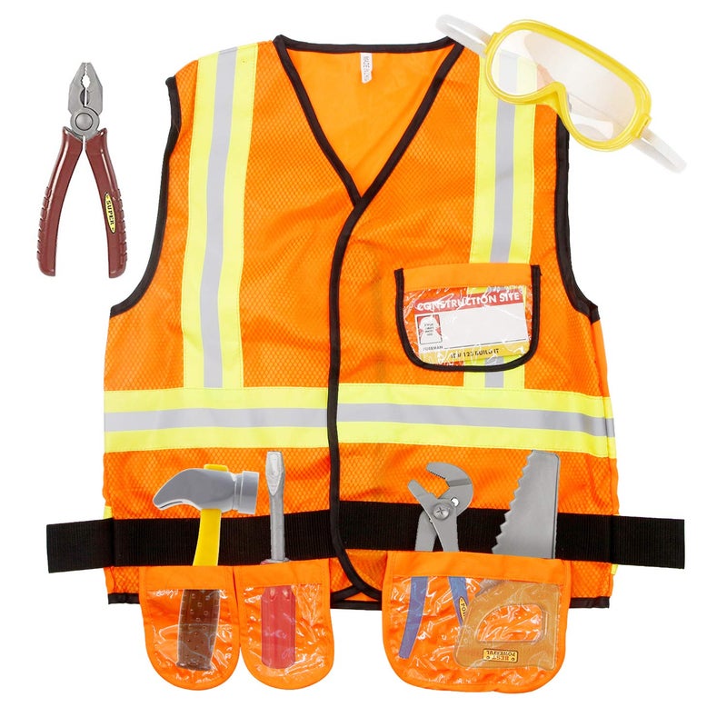 Mizzuco Construction Worker Costume Kids Dress Up Role Play Pretend Worker Costume Kits For Halloween - Image 4